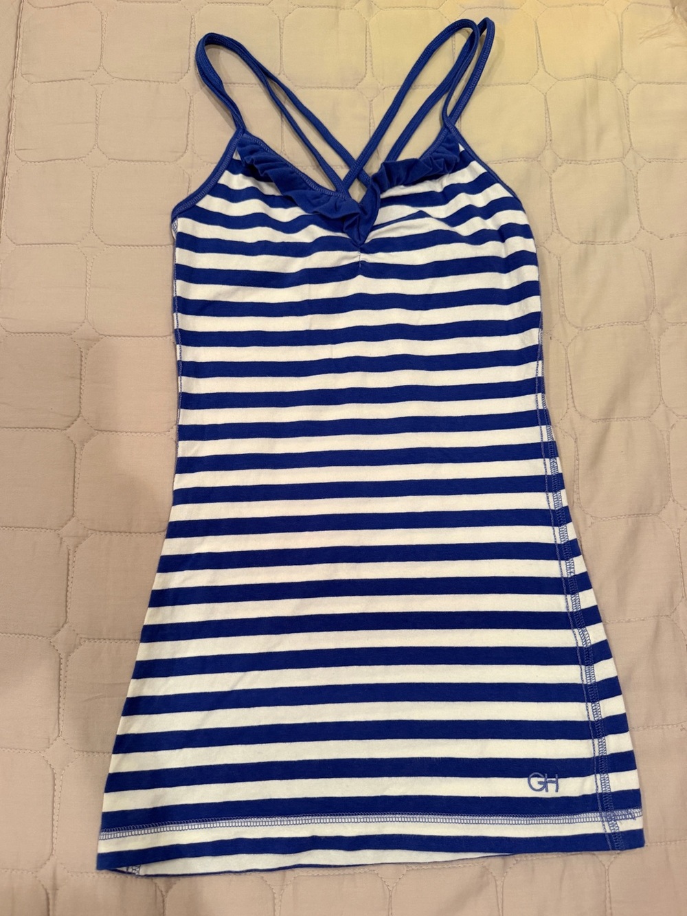 Vintage Gilly Hicks Blue and White Striped Tank Top